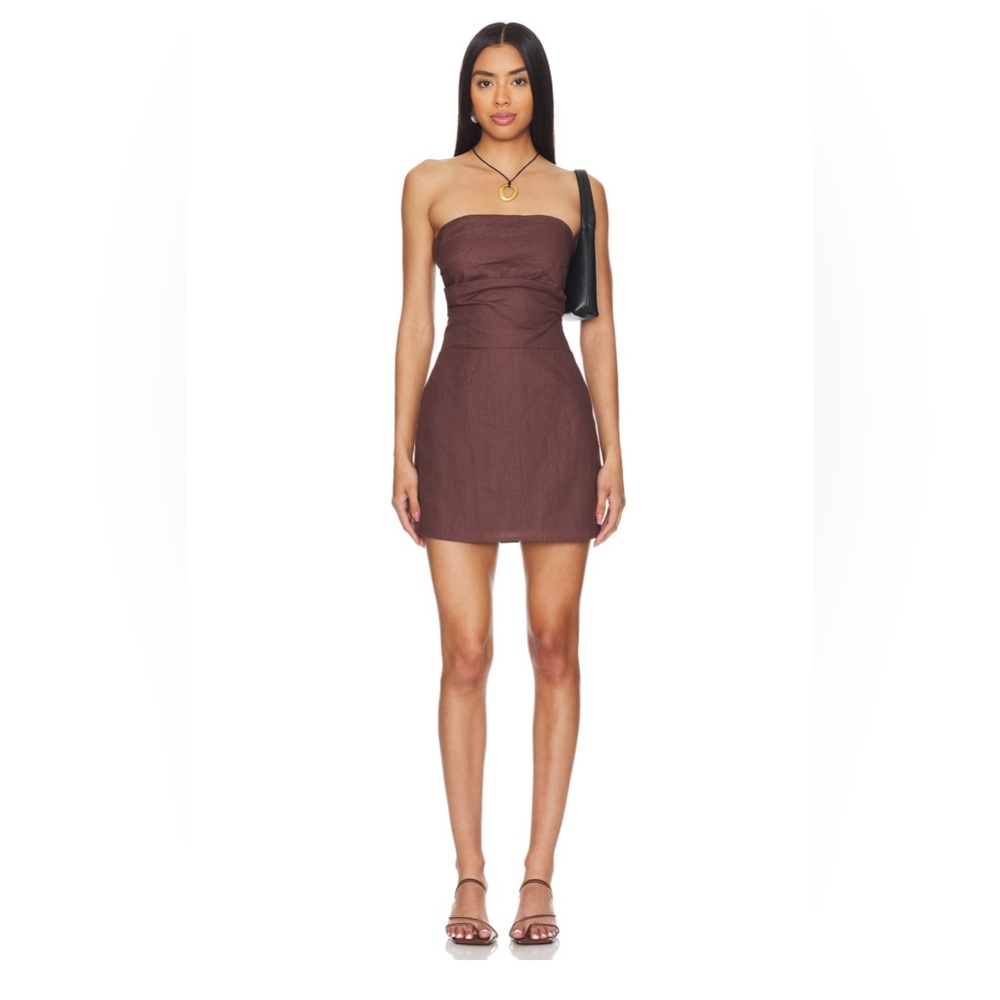 Elegant Strapless Brown Mini Dress